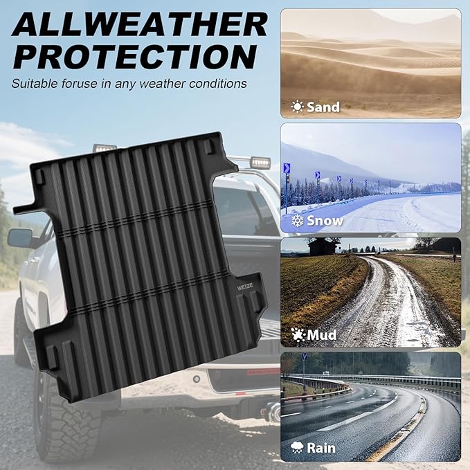 WEIZE Truck Bed Mat for Chevy Silverado/GMC Sierra 1500 2019-2025 5.8 ft(5‘10“,69.6in), All Weather Protection TPE Truck Bed Liner Durable Easy Clean Black