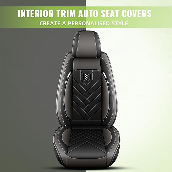 AOMSAZTO Front Seat Covers for Car Fit for Acura RDX 2007-2025: Premium Seat Covers Waterproof Leather Automotive Seat Cushion Protector Compatible with Airbag(2PCS Front,Black&Grey)