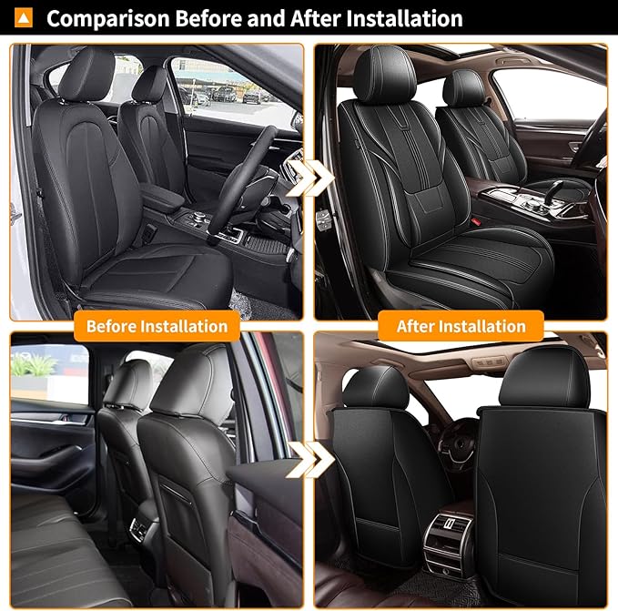 AOMSAZTO 2 Front Car Seat Covers for Chevrolet Chevy Cruze 2011-2019: Seat Cover Faux Leather Breathable Waterproof Compatible Airbag (Black)