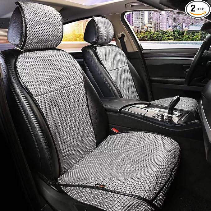 Auto Newer Luxury Breathable Car Seat Cover Fit Four Seasons, Universal Front of Car Seat Cushions, Bottom Seat Covers of Full Wrapped Edge,Universal Fit for 95% Cars,SUV,Pickup,Van(Grey，2PCS)