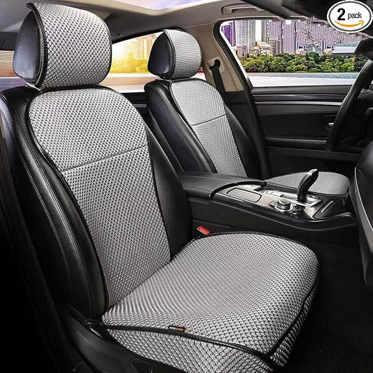 Auto Newer Luxury Breathable Car Seat Cover Fit Four Seasons, Universal Front of Car Seat Cushions, Bottom Seat Covers of Full Wrapped Edge,Universal Fit for 95% Cars,SUV,Pickup,Van(Grey，2PCS)