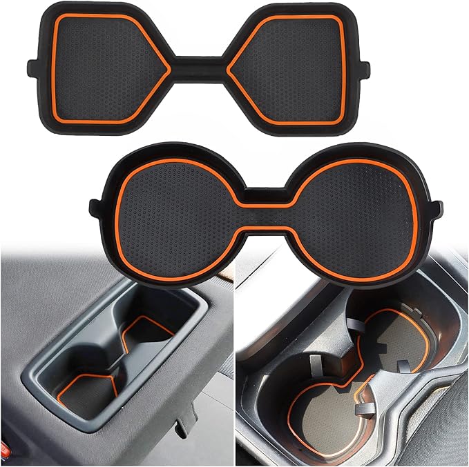 Auovo 3D Cup Holder Inserts for Toyota RAV4 Accessories 2025 2024 2023 2022 2021 2020 2019 Silicone Center Console Cup Holder Coaster Liner Mat Pad Interior Trims (Orange, 2pcs kit)