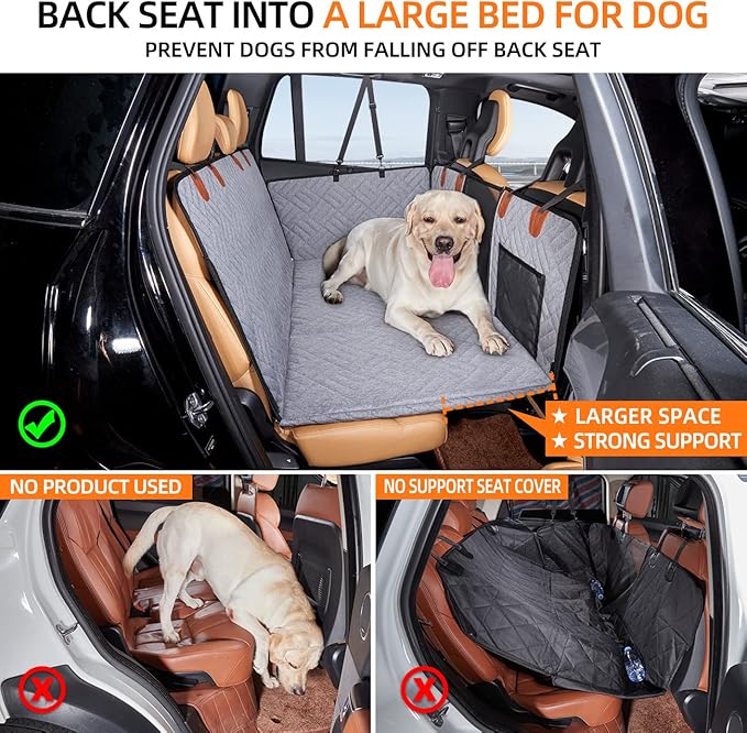 YJGF Back Seat Extender - Dog Car Seat Cover, Hammock for Dogs, Grey