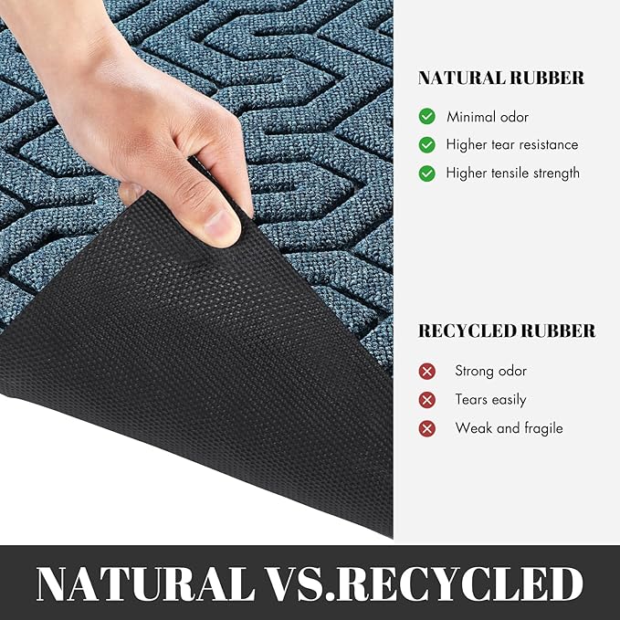 Yimobra Large Door Mat Outside Entrance 47x24, Waterproof Heavy Duty Outdoor Mats for Front Door, Non Slip Rubber Entry Mat for Garage Patio Indoor, Easy Clean, Mix Blue