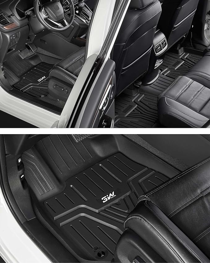 3W Floor Mats Fit for 2026 2025 2024 2023 Honda Pilot, Custom Fit Floor Liner for 1st 2nd and 3rd Row Full Set TPE All-Weather Car Liners, Black
