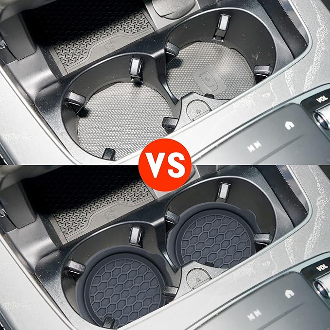 Amooca Car Cup Coaster Universal Automotive Waterproof Non-Slip Cup Holders Sift-Proof Spill Holder Car Interior Accessories 4 Pack Grey