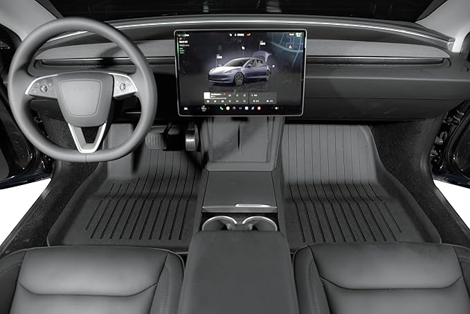 SUPER LINER Tesla Model 3 Floor Mats 2025 2026 2024 | Custom Fit All-Weather 8-Piece Set TPE Material | Tesla Model 3 Highland Floor Mats&Back Seat Protector&Cargo Liner, Trunk&Interior Accessories