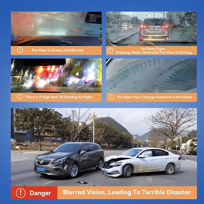 Windshield Cleaner Oll Film Remover & Rain Repellent for Car- Abrasive Glass Cleaner Remove- Oily Stains & Remains of Other Coatings