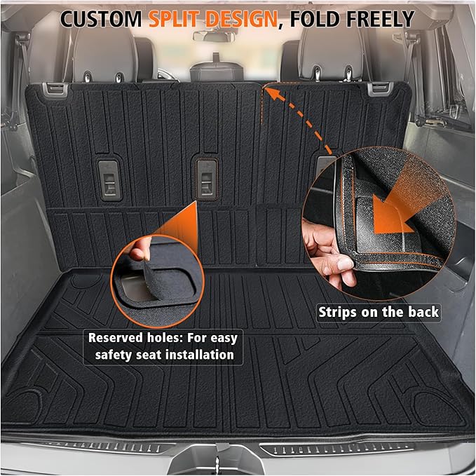 All Weather Car Floor Mats Cargo Liner with Backrest Mat for Ford Bronco 4 Door 2025 2024-2021(Not for Bronco Sport), TPE Rubber Liners Full Set Automotive Mats for 2025 Bronco Accessories