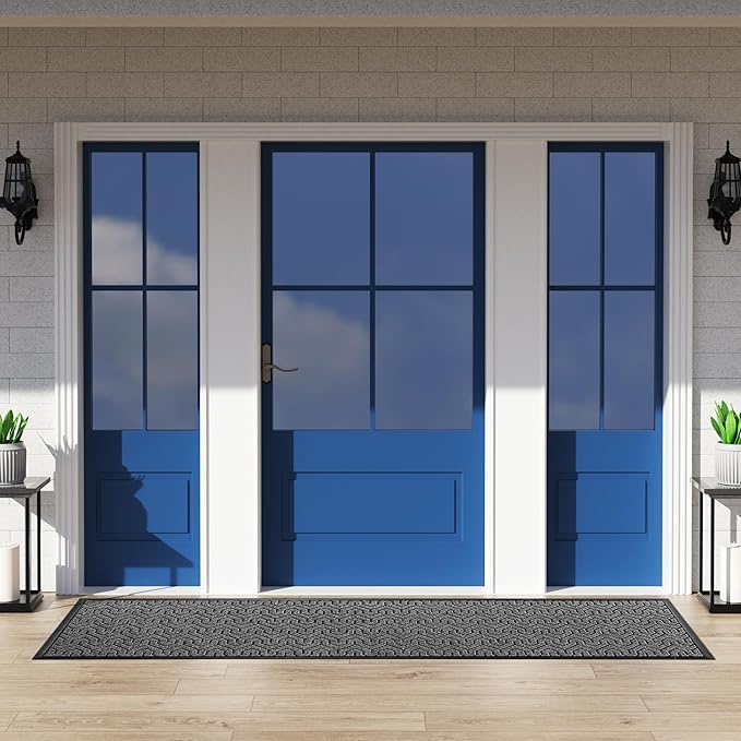 Yimobra 72x24 Indoor Outdoor Runner Rug, Heavy-Duty Entrance Mat for High Traffic Areas, Commercial Grade Welcome Door Mat, Easy Clean Mix Grey