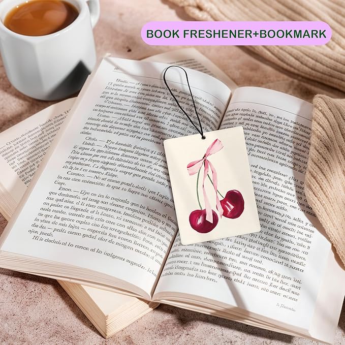 Cute Pink Air Freshener for Car, Coquette Pink Bow Cherry Matchbox Do It for the Plot Air Freshener Hanging 3 Pcs for Cars Closet Drawer or Books, Girly Preppy Car Mirror Decor for Women