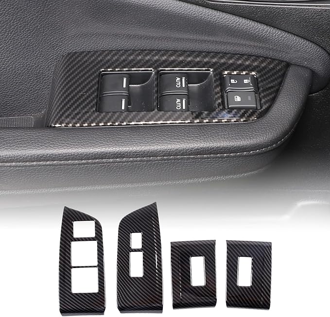 Armrest Box Handle Cover & Side Air Vent Cover & Window Lift Switch Panel Cover Trim Kit Compatible with Hond@ Pilot 2016-2022/ Passport 2019-2023 Accessories ABS (Carbon Fiber Pattern)