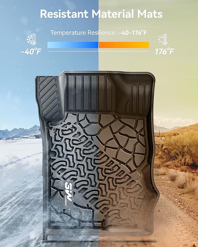 3W Floor Mats & Cargo Liner Fit for 2021 2022 2023 2024 2025 Ford Bronco 2 Door All Weather TPE Car Accessories Custom Fit Floor Liner and Full Set Car Mats (Not for Bronco Sport & Rubberized Floor)