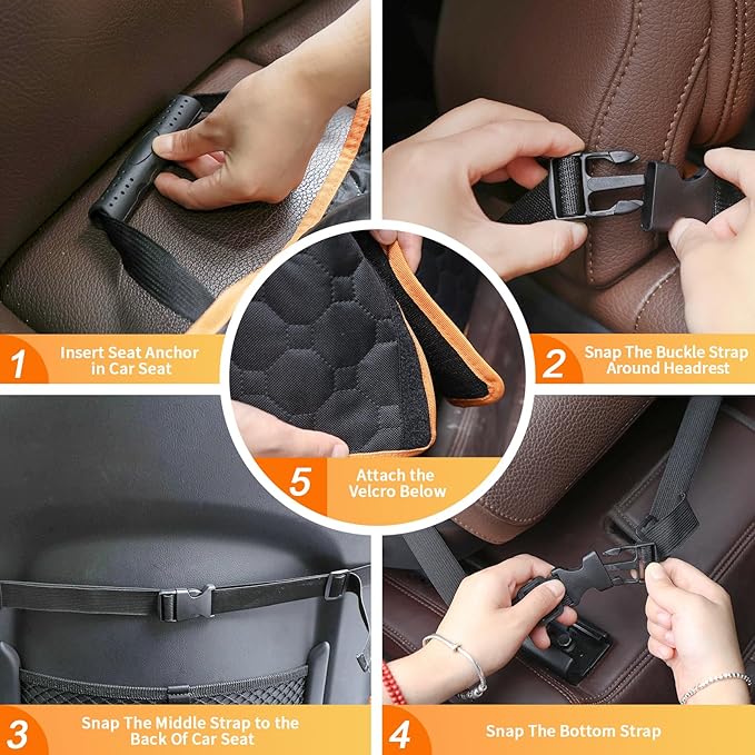 1 Pack Front Seat Car Cover, Waterproof Dog Car Seat Cover, Non-Slip & Scratch-Proof, Pet Car Seat Protector with Side Flaps and Storage Pocket, Car Seat Cover for Most Cars, Trucks and SUVs