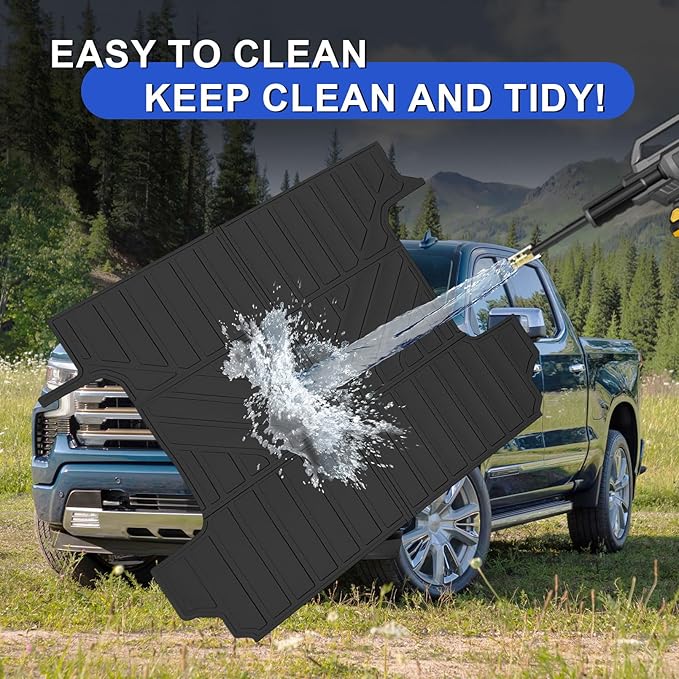 Truck Bed Mats Compatible with 2019-2024 2025 Chevy Silverado 1500 & GMC Sierra 1500 Crew Cab 5.8Ft Short Bed, TPE All-Weather Truck Bed Liner