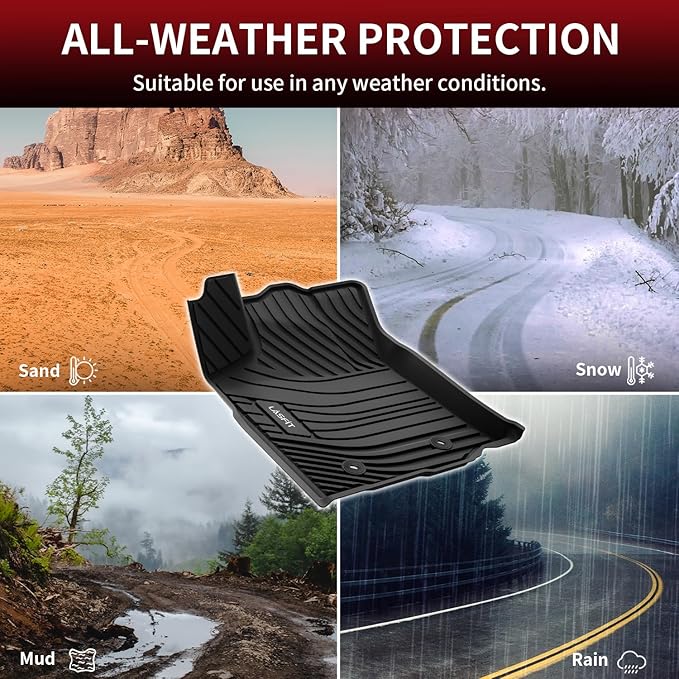 LASFIT Front Mats Fit for Tacoma 2016-2023 (Only Fit Auto Tran), Custom Fit All Weather Protection Durable TPE Floor Liners for 2024 2025 2026 Tacoma Accessories Front Row Car Mats, Black