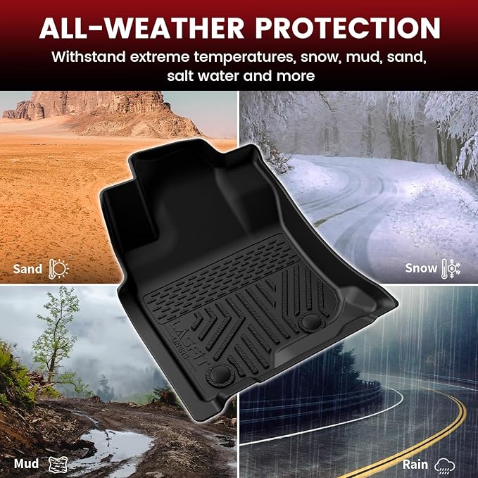 LASFIT Floor Mats&Cargo Mat for Toyota 4Runner 2013-2024 (Only for 5 Seats) Backrest Mats All Weather TPE Mats Custom Fit Floor Liners for Toyota 5th gen 4 Runner 1st & 2nd Row Full Set Car Mats