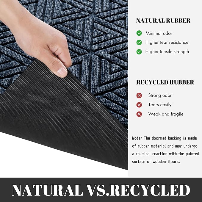 Yimobra Outdoor Mats for Front Door 29.5x17, Stops Mud & Dirt at Entrance, Fits Garage & Patio, All-Weather Waterproof Non Slip Outdoor Indoor Welcome Mat, Blue
