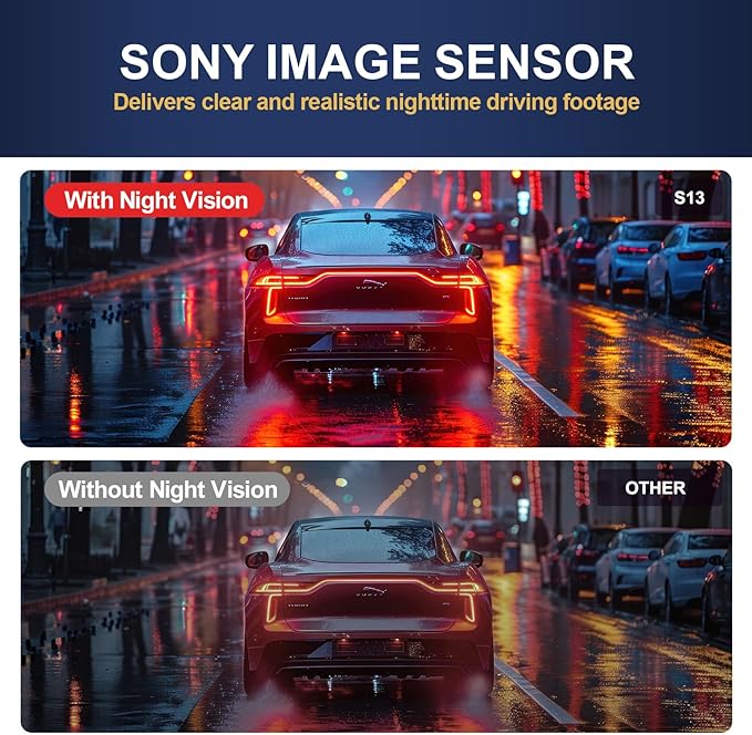 3 Channel 4K Dash Cam Front and Rear Inside for Cars, Sony Sensor, 1080P Cabin and Rear, Wide Angle, Night Vision, WiFi GPS, Parking Monitor, Loop Recording, Touch Screen, 64GB Card Included