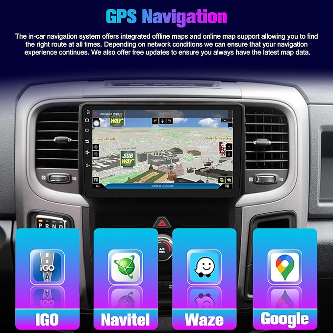 Radio for RAM 1500 2500 3500: 256G Car Stereo with Bluetooth AM FM Carplay Auto for Dodge Truck, 9" Aftermarket Touch Screen Android System Head Unit Replacement with Backup Camera FMAM GPS for Apple