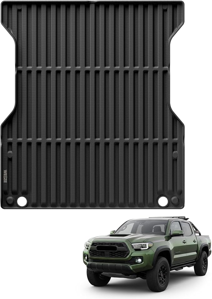 WEIZE Truck Bed Mat for Toyota Tacoma 2024-2025(5 ft,60.3in), All Weather Protection TPE Truck Bed Liner Durable Easy Clean Black