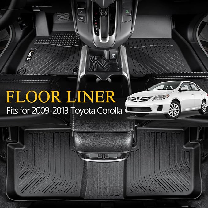 Wailtnb- for Toyota Corolla 2009-2013 Floor Mat Cargo Liner All Weather Floor Liner Car Mat for Corolla Custom Fit Automotive Full Set Accessories