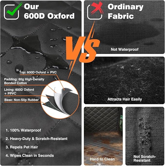 PetJoy Dog Car Seat Cover – 600D Heavy Duty Waterproof & Scratch-Resistant, Non-Slip Rear Seat Protector for Dogs, Fits SUVs, Trucks, Cars