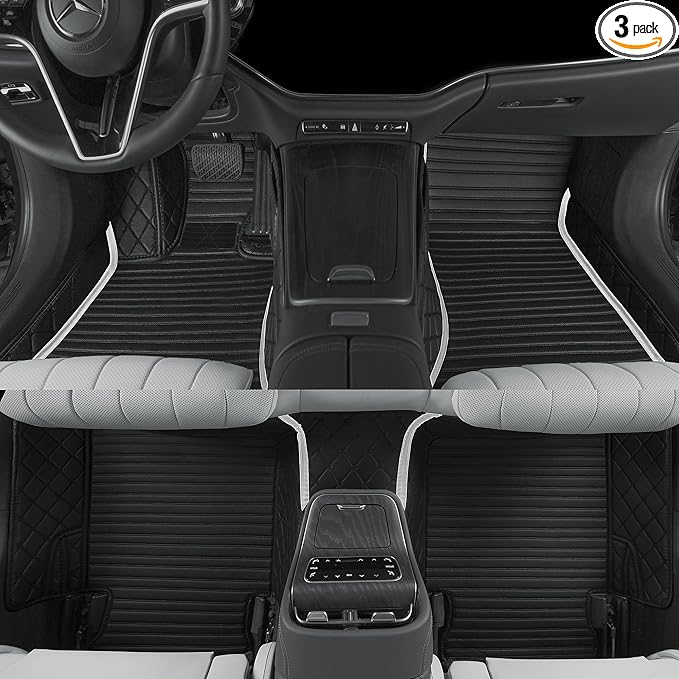 Luxury car Floor mats are for 99% of Vehicle Models,All Weather car Floor mats Provide Comprehensive Protection for Vehicles,Floor mats for car Personalized Customization! (2+1 Blackwhite)