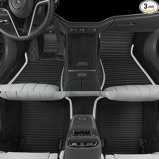 Luxury car Floor mats are for 99% of Vehicle Models,All Weather car Floor mats Provide Comprehensive Protection for Vehicles,Floor mats for car Personalized Customization! (2+1 Blackwhite)
