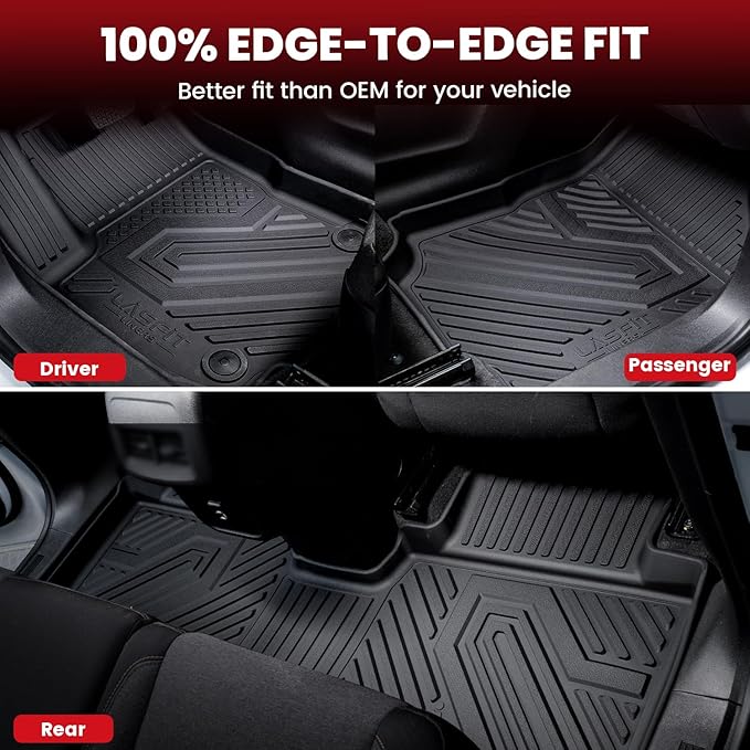 LASFIT Floor Mats for Kia Seltos 2026 2025 2024 2023 2022 2021, All Weather TPE Custom Fit Floor Liners 1st & 2nd Row Car Mats Accessoires for Kia Seltos 2021-2026, Black