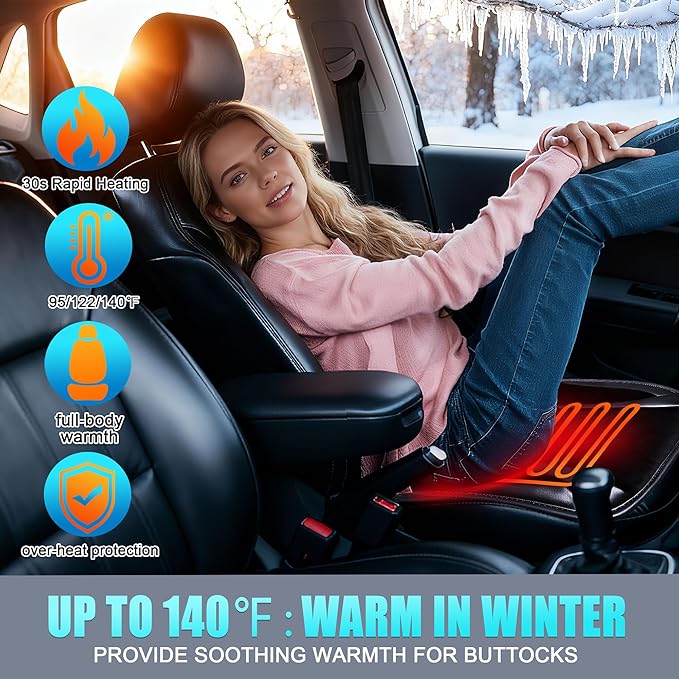 Leather Car Seat Cover for Winter - Soft Short Plush Fuzzy Car Seat Cushion with Non-Slip Bottom, Universal Fit for Car Truck SUV Driver Passenger Seat & Driver Seat, Home Office Use (Black-3)