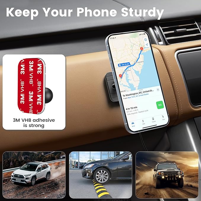 OHLPRO 15W Magsafe Car Mount Charger for iPhone 17, Fast Wireless Charging Magnetic CD Slot Holder with 3M Adhesive Base for Dashboard, Aluminum Shell, Compatible with iPhone 16/15/14 Pro Max, Red