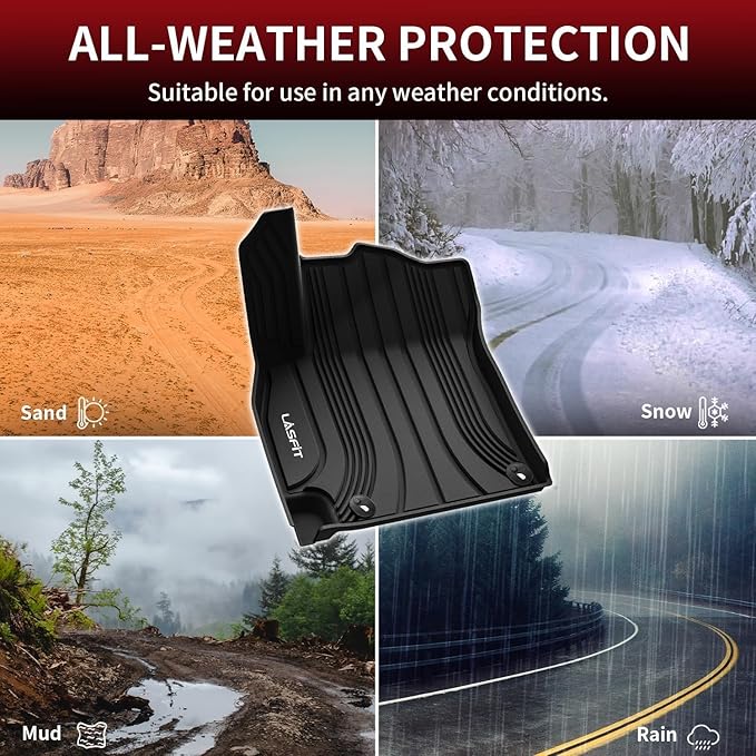 LASFIT Floor Mats for Hyundai Elantra 2025 2024 2023 2022 2021 (Only Fit Gas & Automatic) & Elantra N 2022-2025 (Only Fit Automatic) Custom Fit TPE All Weather Floor Liners Car Mats, Black