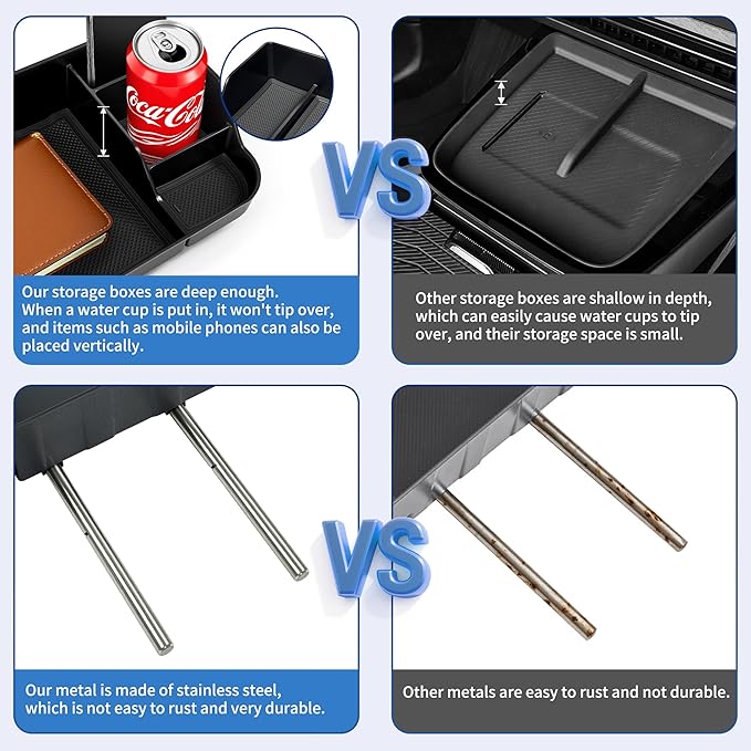 Upgraded Front Center Console Organizer Fit for 2011-2025 Ford F150 F250 F350 F450 F550 F650 Super Duty Accessories- Jump Seat Headrest Replacement with Cup Holder Tray (BLACK)