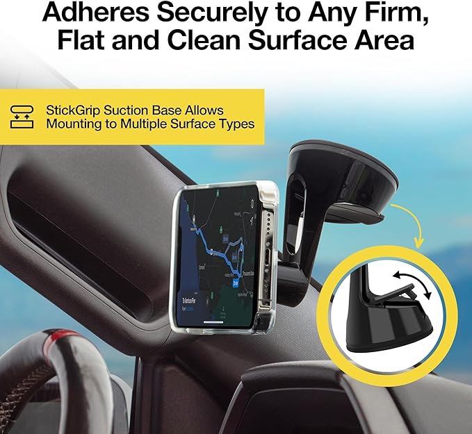 Scosche MP2WD-XTSP MagicMount Pro2 Magnetic Car Phone Holder - Ultimate Magnetic Car Mount for Windshield or Dashboard with Suction Cup - Compatible with MagSafe, iPhones, Galaxy, Pixel & Smartphones