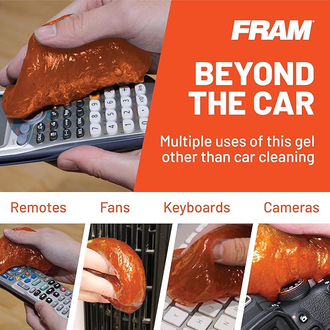 FRAM FEK40007AM Cleaning Gel for Car, Great for Auto and Home, Interior Cleaning Slime for Bike, Keyboards, Remotes, etc, 5.6oz (160 g), 2pk