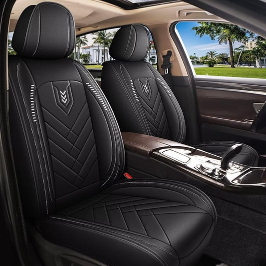 AOMSAZTO Car Seat Covers Fit for Kia Rio 2013-2023 Premium Front Seat Covers Waterproof Leather Automotive Seat Covers Compatible with Airbag (2 Seats,Black)