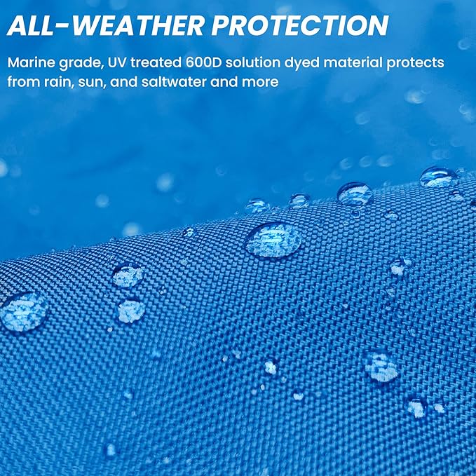 SavvyCraft Waterproof Boat Steering Wheel Covers, Heavy Duty Solution-Dyed 600D Fade-Resistant UV Protection Sailboat Yacht Marine Steering Wheel Protector Case, Vecro and Zipper Closure Blue 60"