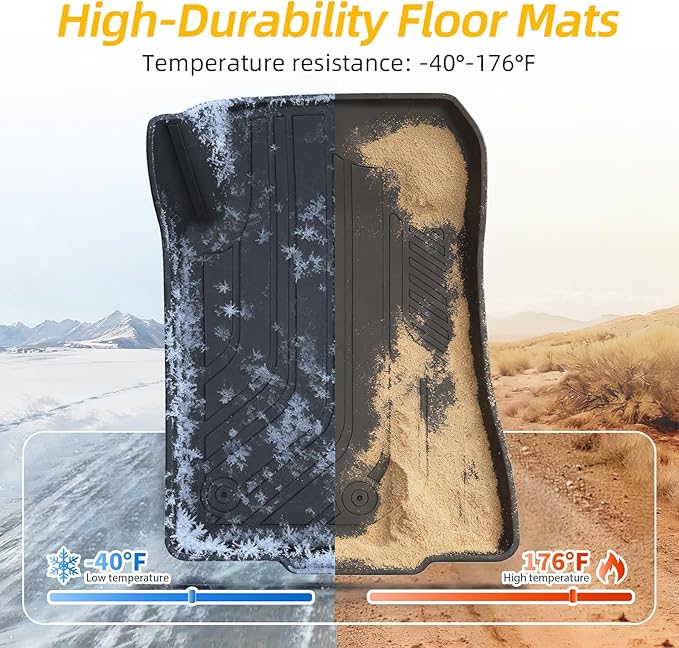 PWY Car Mats for Ford Mustang 2015-2025 2026 (Not for Mach-E), TPE Heavy Duty Automotive Floor Mats, Custom Fit Car Liners, All Weather Floor Liners for Mustang, 4PCS Mustang Interior Accessories