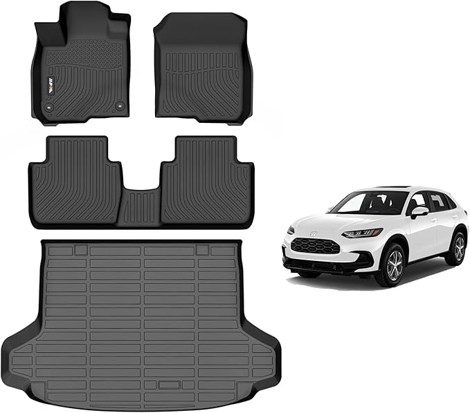 AIPOIL® Floor Mats & Cargo Liner Set for 2023-2025 2026 Honda HR-V & HR-V Hybrid丨TPE All Weather Protection Anti-Slip Automotive Floor Liners丨 Full Set Automobile mats Accessories, Black