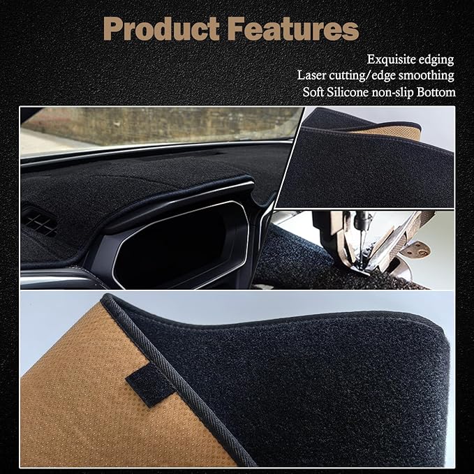 KEYOOG Dashboard Cover Dash Mat Fit for to-yota Sienna 2010-2004 (Without HUD Models),Car Dash Board Mat Anti-Glare Carpet,Non-Slip Pad Sunshield Protector (Black)