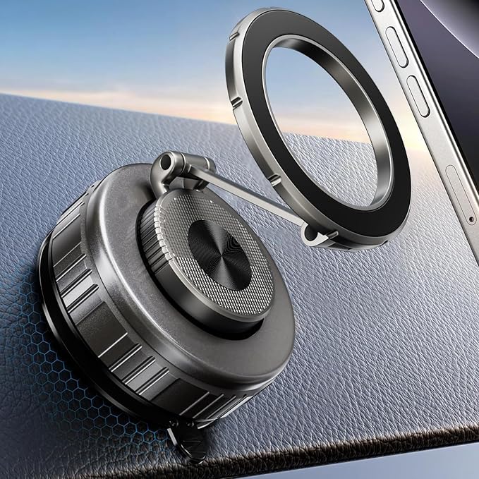 UBeesize 2025 Upgraded 360° Magsafe Vacuum Magnetic Car Phone Holder [108+LBS Strongest Suction&3000gf Dual-Lock Nano Gel] Dashboard & Windshield Mount, Compatible with iPhone 16/15/14/13&Other Phones