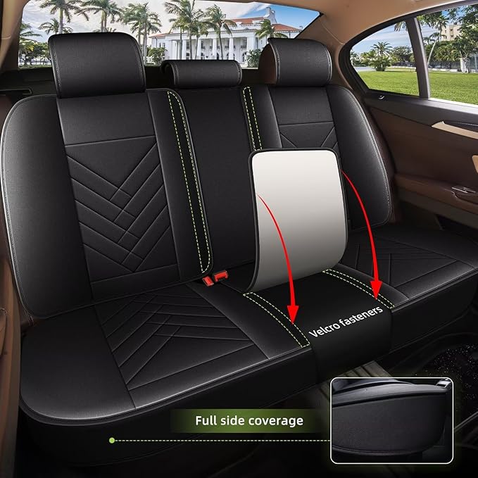 AOMSAZTO Car Seat Covers Fit for GMC Acadia 2017-2025: Full Set Waterproof Faux Leather Automotive Seat Covers Vehicle Seat Cushion Protector Car Interior Covers(5 Seats Black)