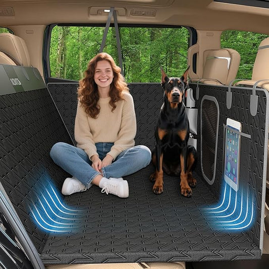 Upgraded Durable Hard Bottom Dog Car Seat Cover with EPE Sponge Cushion,Foldable Dog Rear Seat Protector,Waterproof Pet Car Seat Hammock, Seamless Car Back Seat Extender for SUV,Truck(XL)