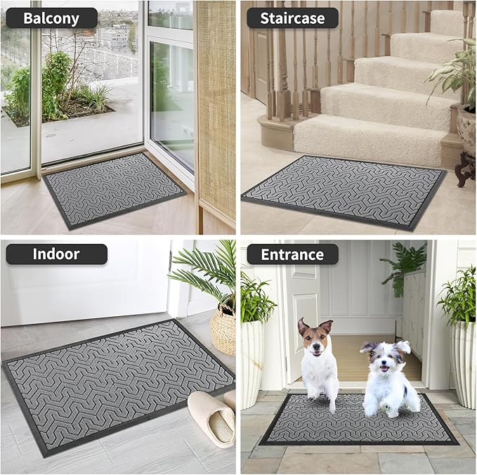 Yimobra Extra Large Door Mat Outside Entrance 60x36, Waterproof Heavy Duty Outdoor Mats for Front Door, Non Slip Rubber Entry Mat for Garage Patio Indoor, Easy Clean, Grey