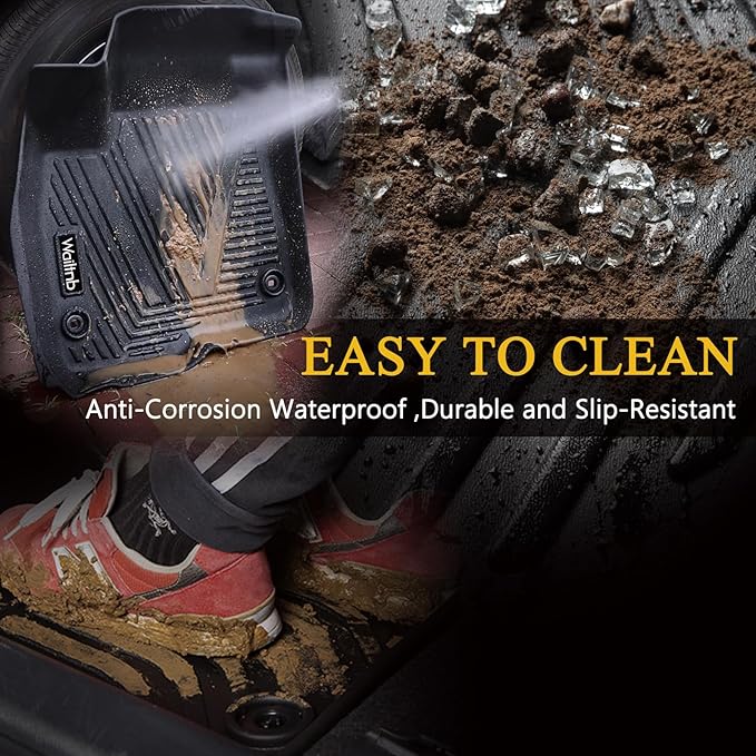 Wailtnb-Floor Mat Custom for Honda Ridgeline 2017-2026 All Weather Protection Waterproof Non-Slip Floor Liners Fit 1st& 2nd Row Accessories Black