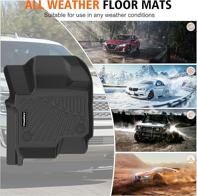 All Weather Car Floor Mats Cargo Liner with Backrest Mat for 2018-2024 Ford Expedition 7 Seater 2 Row (Not Fit for MAX/Limited Model), TPE Rubber Liners Full Set for 2024 Expedition Accessories