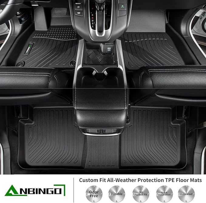 ANBINGO®Floor Mats & Cargo Liner Fit for 2019-2024 Nissan Armada (8 Seats)/Infiniti QX80 (Bench Seat) Waterproof Car Mats for Armada All Weather Floor Liners Fit QX80 Rubber High Edge Protection