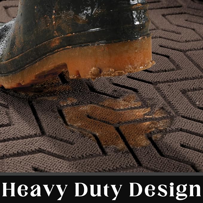 Yimobra Extra Large Door Mat Outside Entrance 60x36, Waterproof Heavy Duty Outdoor Mats for Front Door, Non Slip Rubber Entry Mat for Garage Patio Indoor, Easy Clean, Brown