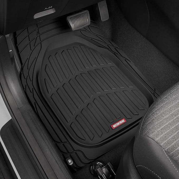 Motor Trend 2 Waterproof Front Seat Covers + 2 Trimmable Floor Mats – Universal Fit Car Interior Combo Set for Cars, Trucks, SUVs & Vans – All-Weather Protection for Vehicle Seats & Flooring